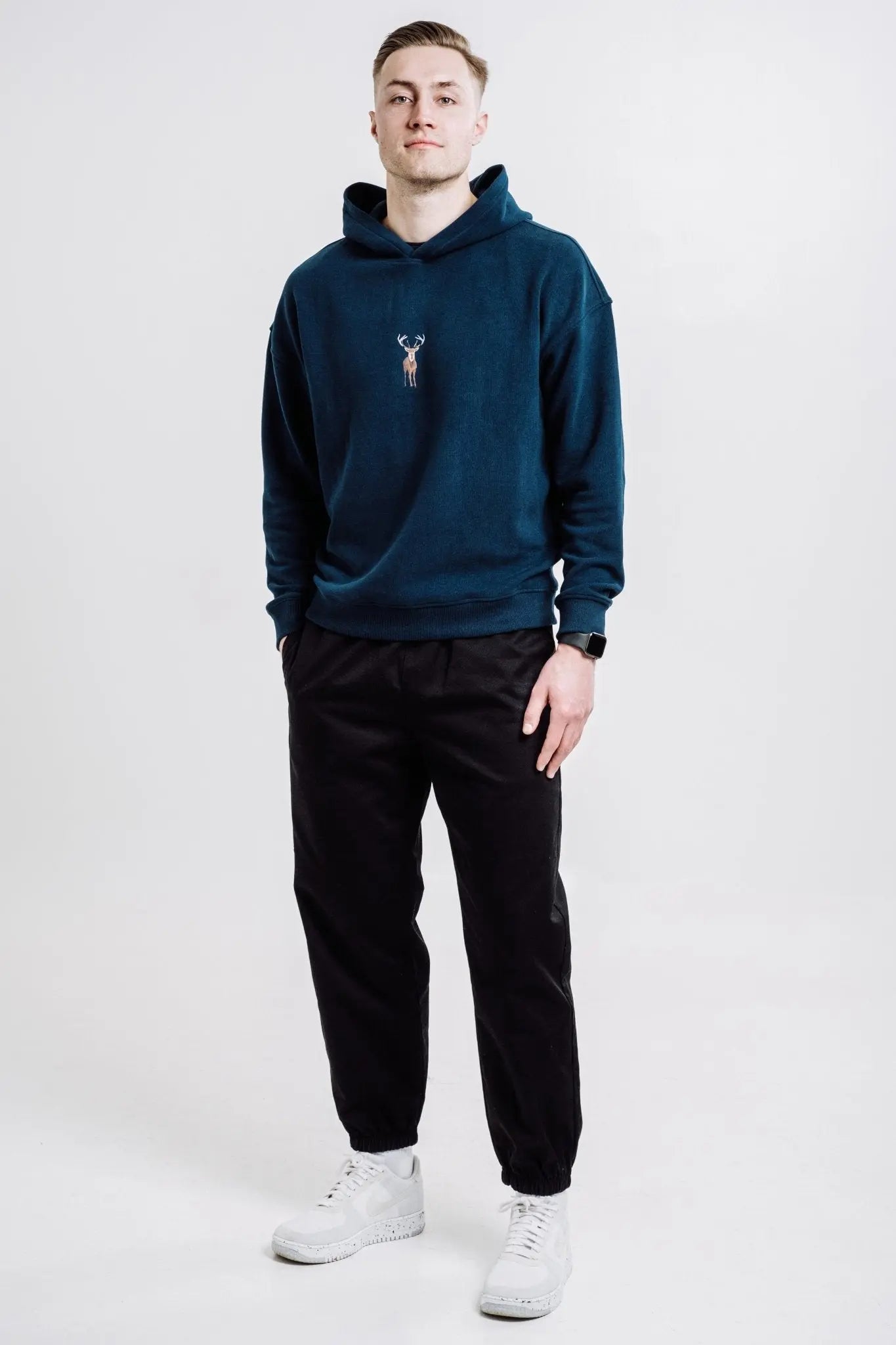 Deer Hoodie - Indigo Blue