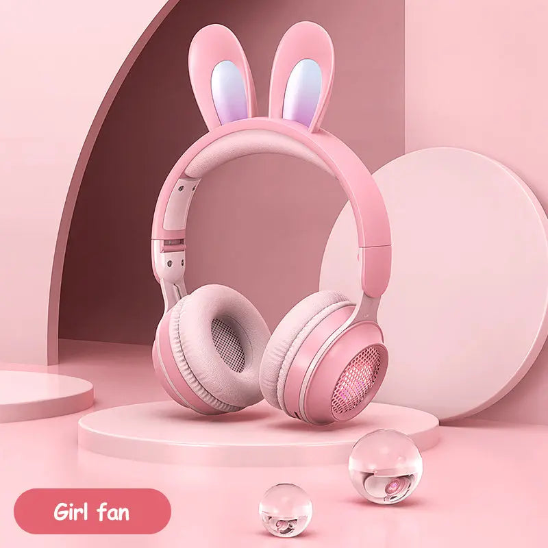 Rabbit Ear Headphones Wireless Luminous Extendable Wheat Headphones Trendarium