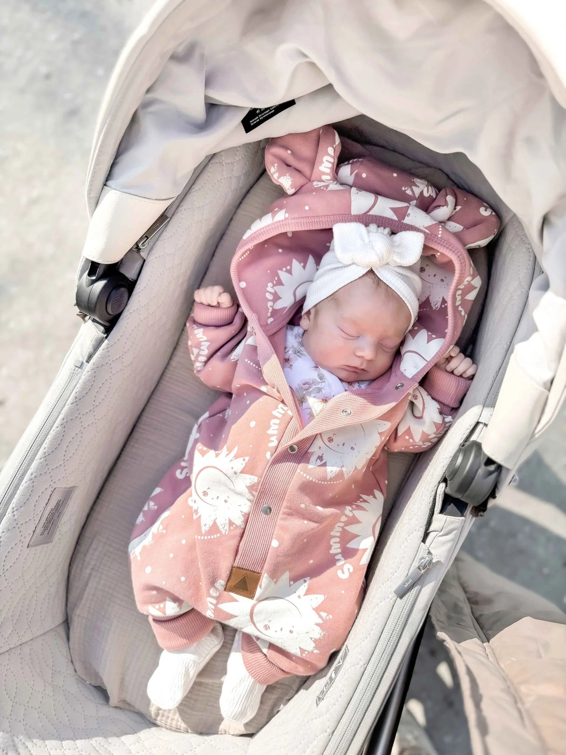 Eared Jumpsuit for Babies and Kids - Pink Suns