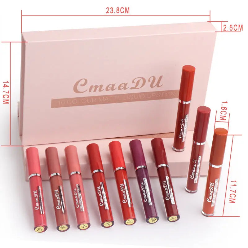 Velvet Kiss™ – 12-Piece Waterproof Matte Lipstick Collection CmaaDu