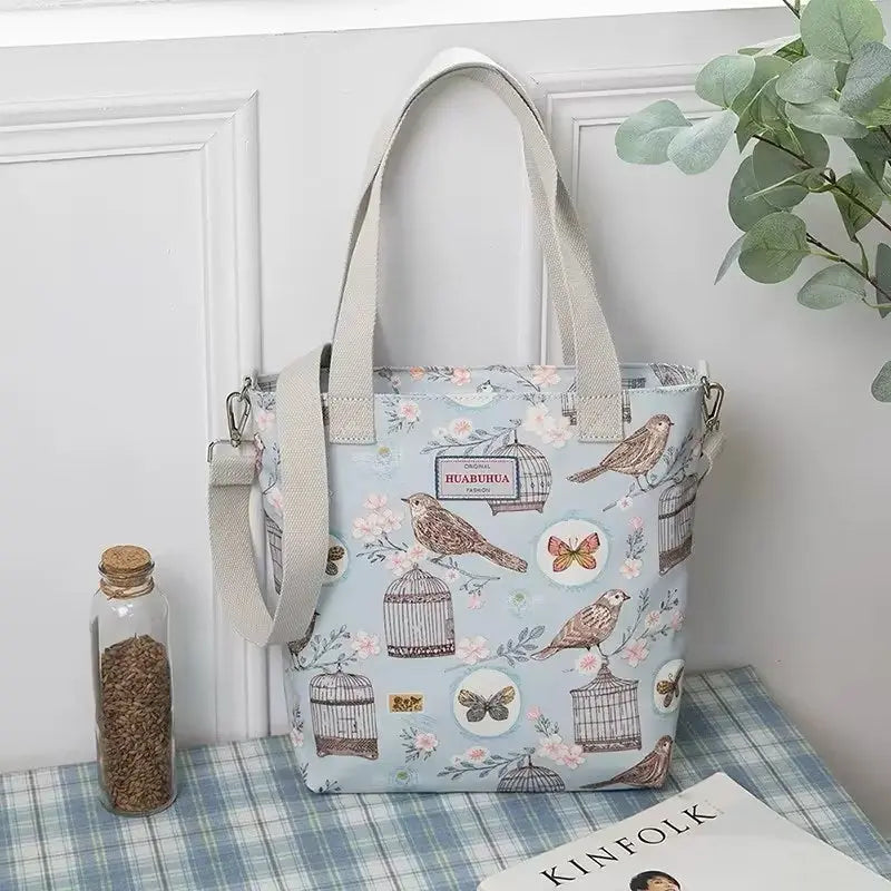 Versatile Large Capacity Floral Canvas Crossbody Shoulder Bag Trendarium