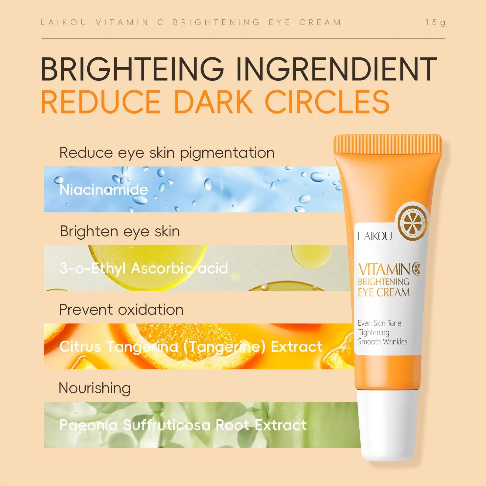 Vitamin C Eye Cream 15g Moisturizing Skin Care Around Eyes LAIKOU