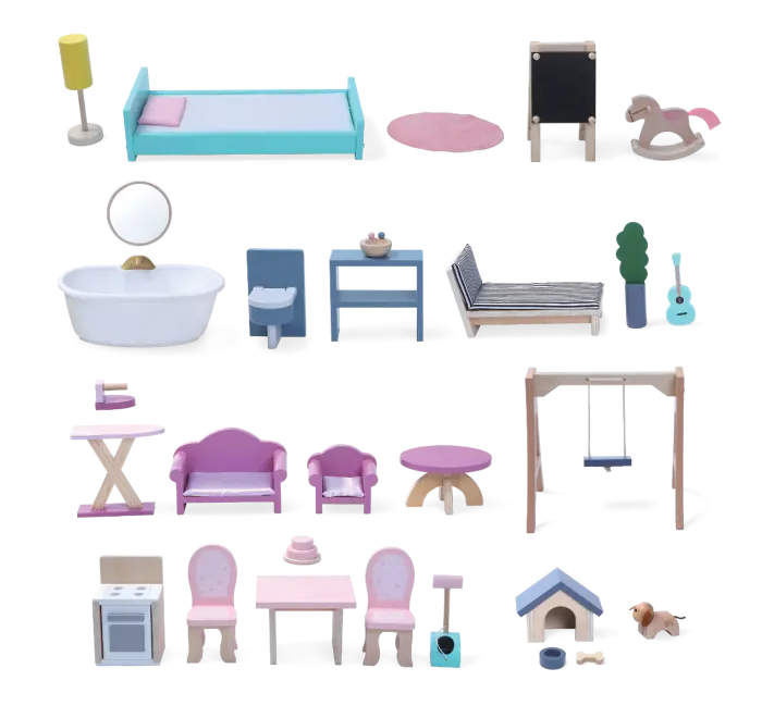 Wooden Dollhouse Crystal with LED Lights