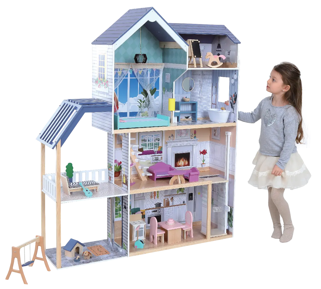 Wooden Dollhouse Crystal with LED Lights