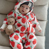 Winter Jumpsuit with Teddy Lining for Babies and Kids - Strawberries
