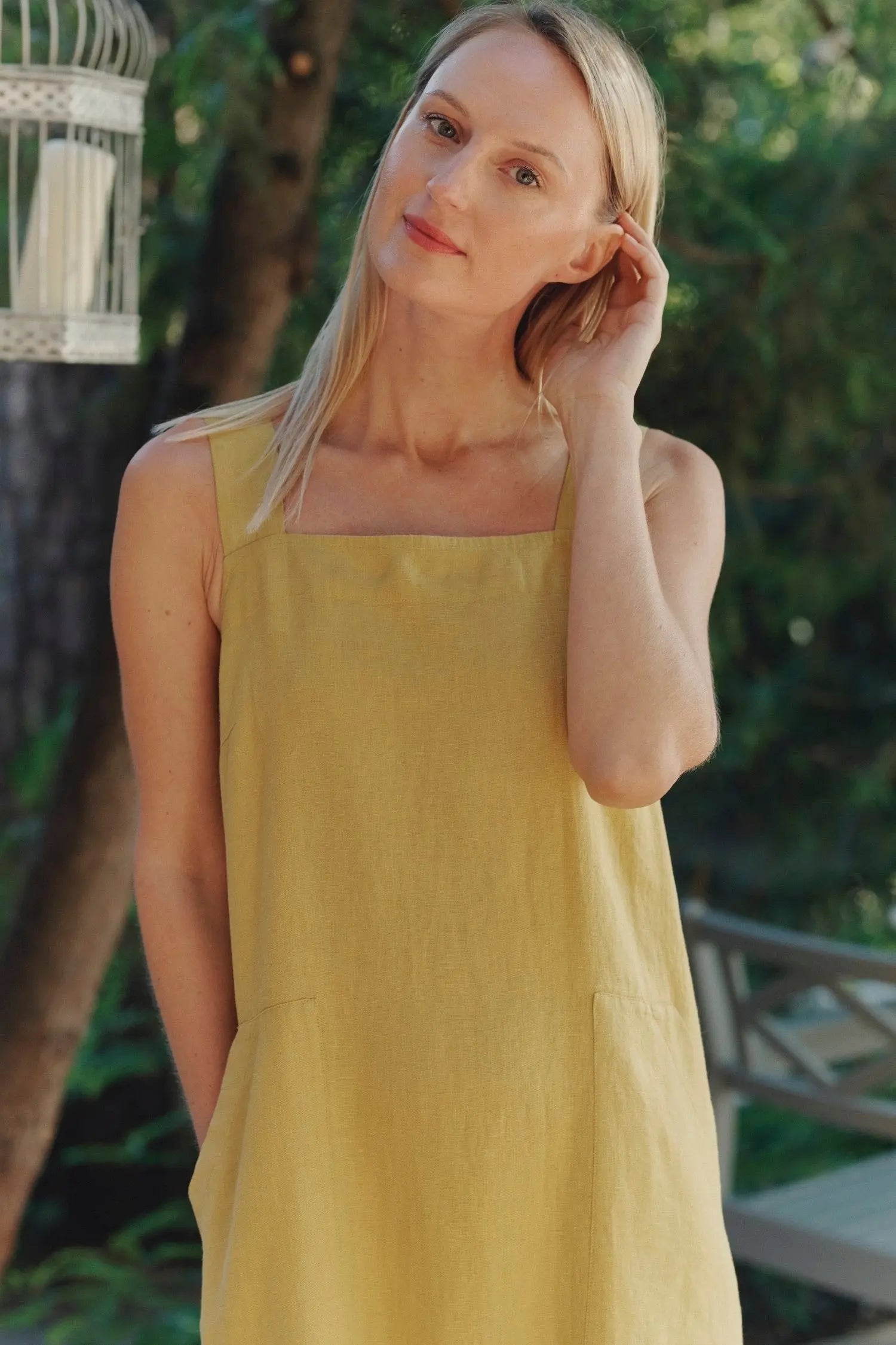Linen Fugue Dress - Lemon Curry
