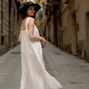 Linen Fugue Dress - Milk White with Grey Stripe