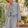 Linen Rhapsody Dress - Blue White Stripes