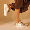 Women's Leather Sneakers - Metallic Golden