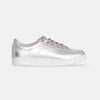 Women's Leather Sneakers - Metallic Silver