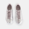 Women's Leather Sneakers - Metallic Silver