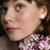 Porcelain Round Stud Earrings - Pink and Gold