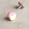 Porcelain Round Stud Earrings - Pink and Gold