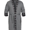 Gray 3/4 Sleeve Flannel-Collared Robe