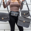 Natural Leather Saddle Bag Large – Grey