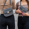 Natural Leather Saddle Bag Medium – Grey