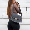Natural Leather Saddle Bag Large – Grey