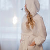 Waffle Cotton UNISEX Robe with Hood - White