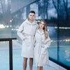 Waffle Cotton UNISEX Robe with Hood - White