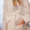Waffle Cotton UNISEX Robe with Hood - White