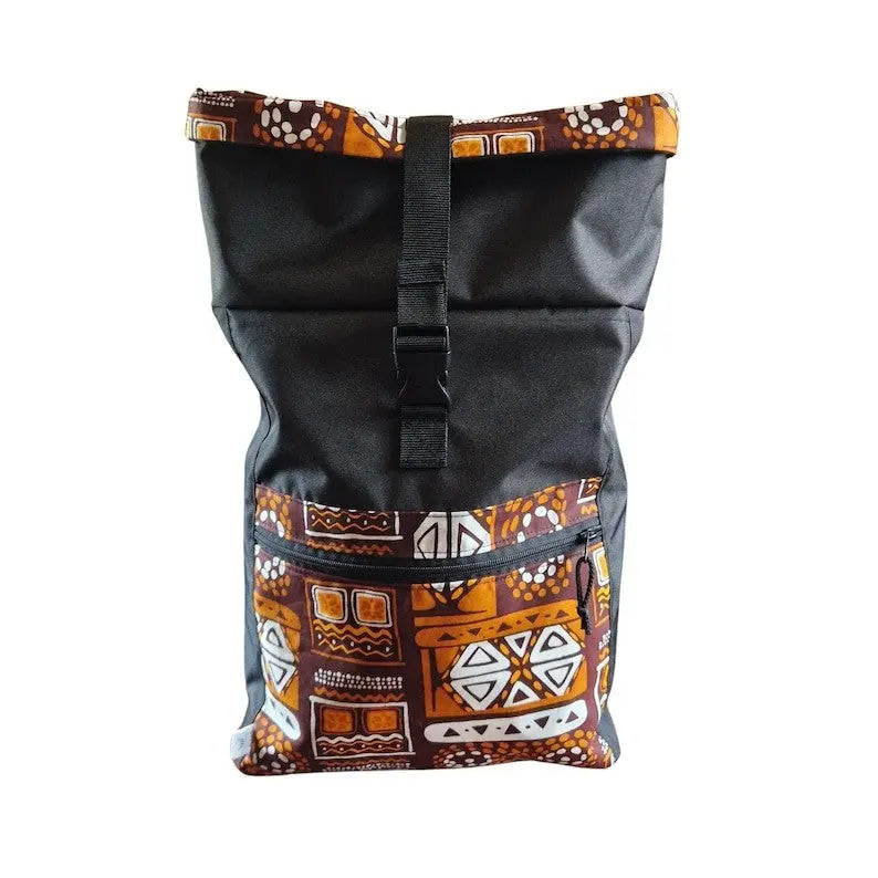 Waterproof Rolltop Backpack - Orange Pattern