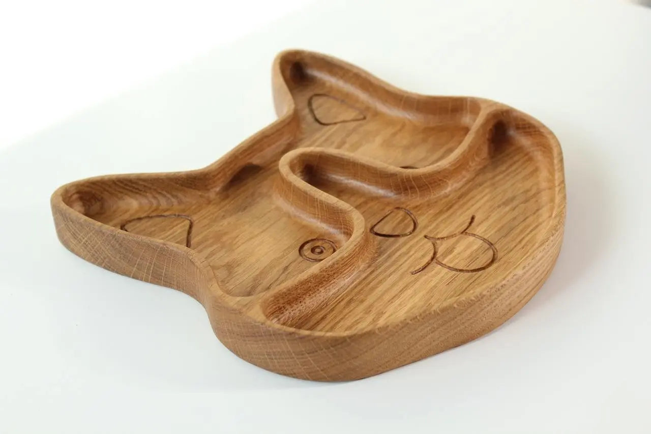 Wooden Plate For Kids - Corgi With 2 Sectors
