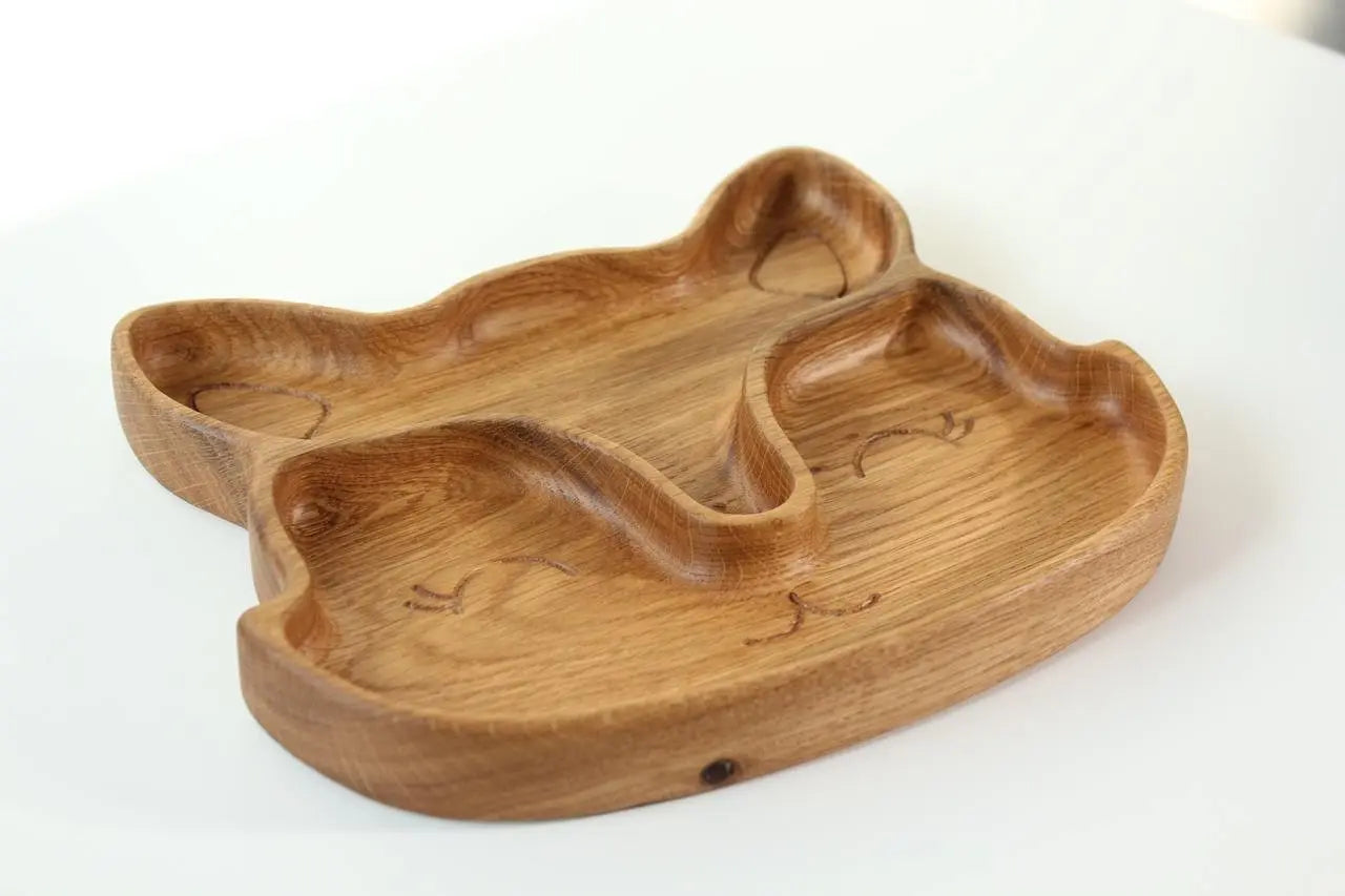 Wooden Plate For Kids - Fox With 2 Sectors