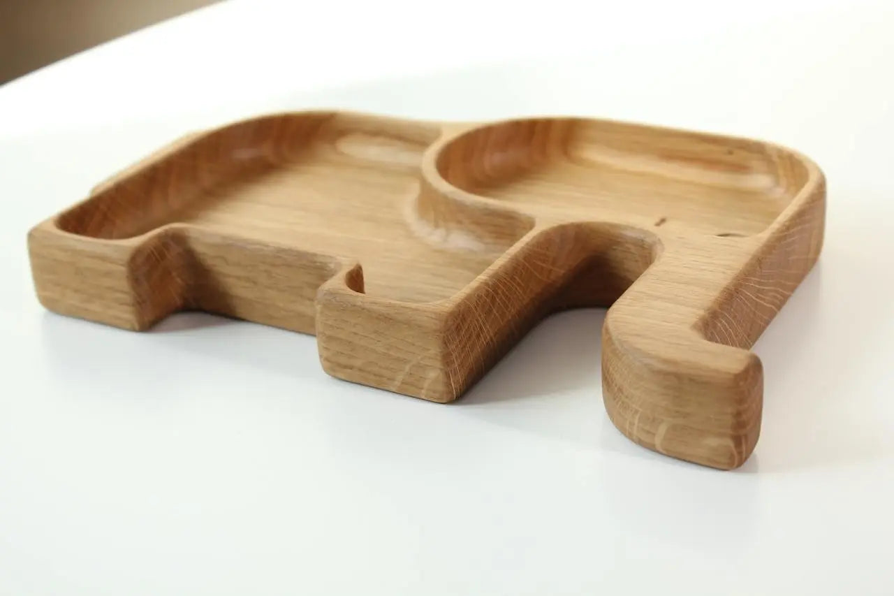 Wooden Plate For Kids - Elephant With 2 Sectors