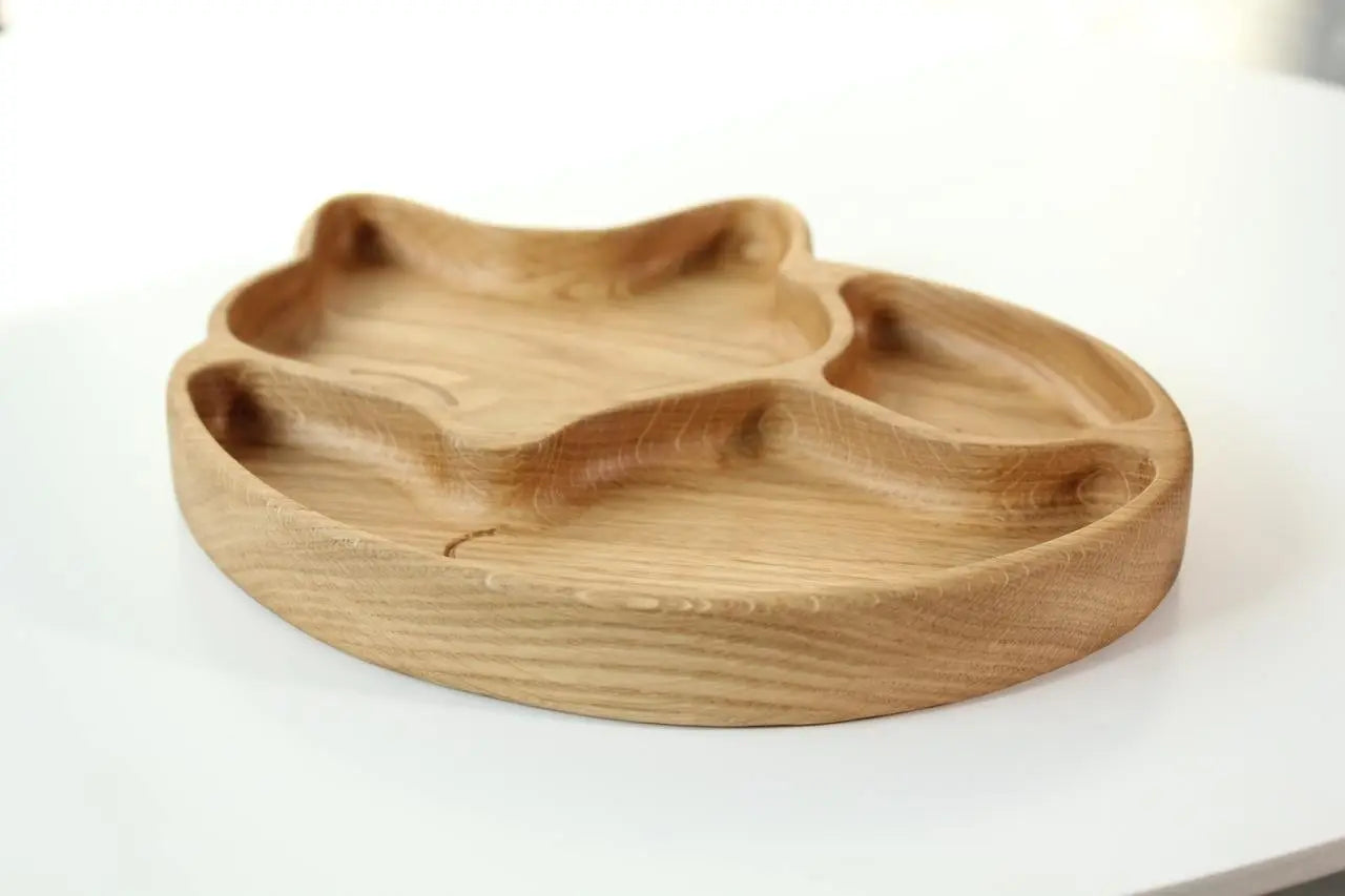 Wooden Plate For Kids - Fox With 3 Sectors